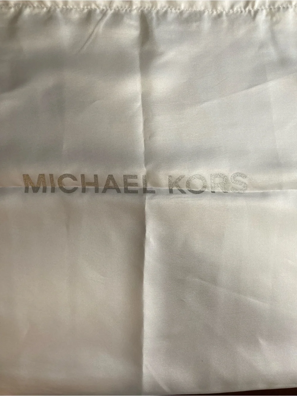 Michael Kors White Satin Drawstring Dust Bag Cover NWT 16” x 14”